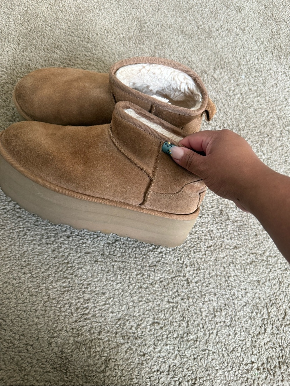 UGG Women's Platform Suede Mules in Chestnut